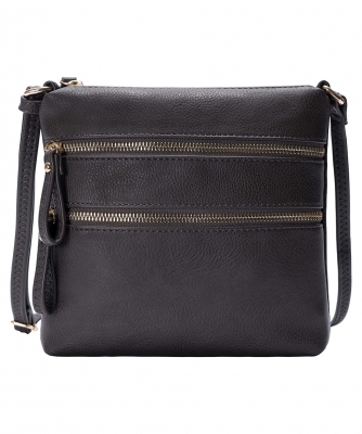 Multi Zip Pocket Crossbody Bag WU085 CHARCOAL GRAY